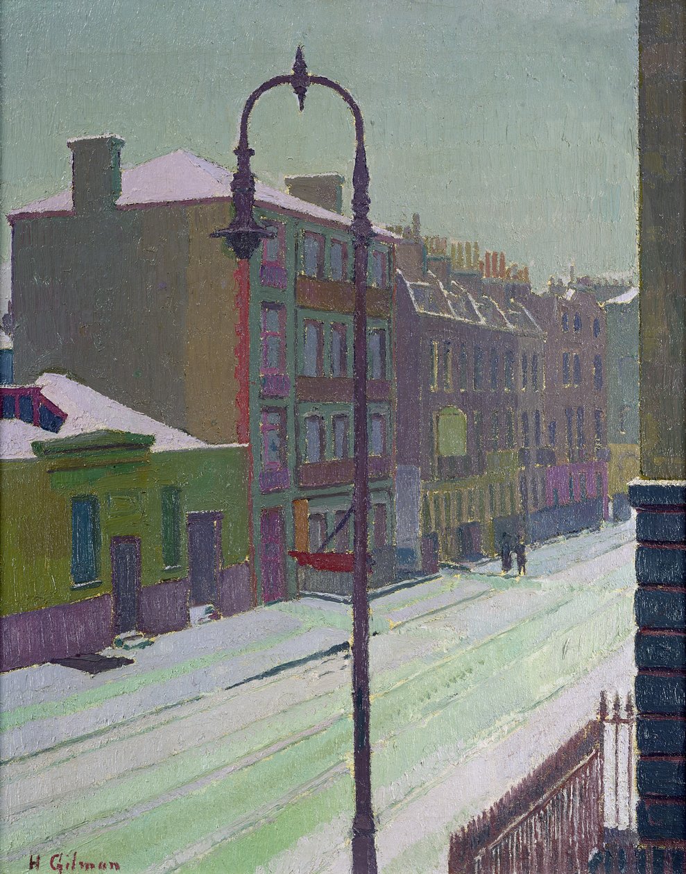 伦敦街在雪中，1917年 作者 哈罗德·吉尔曼