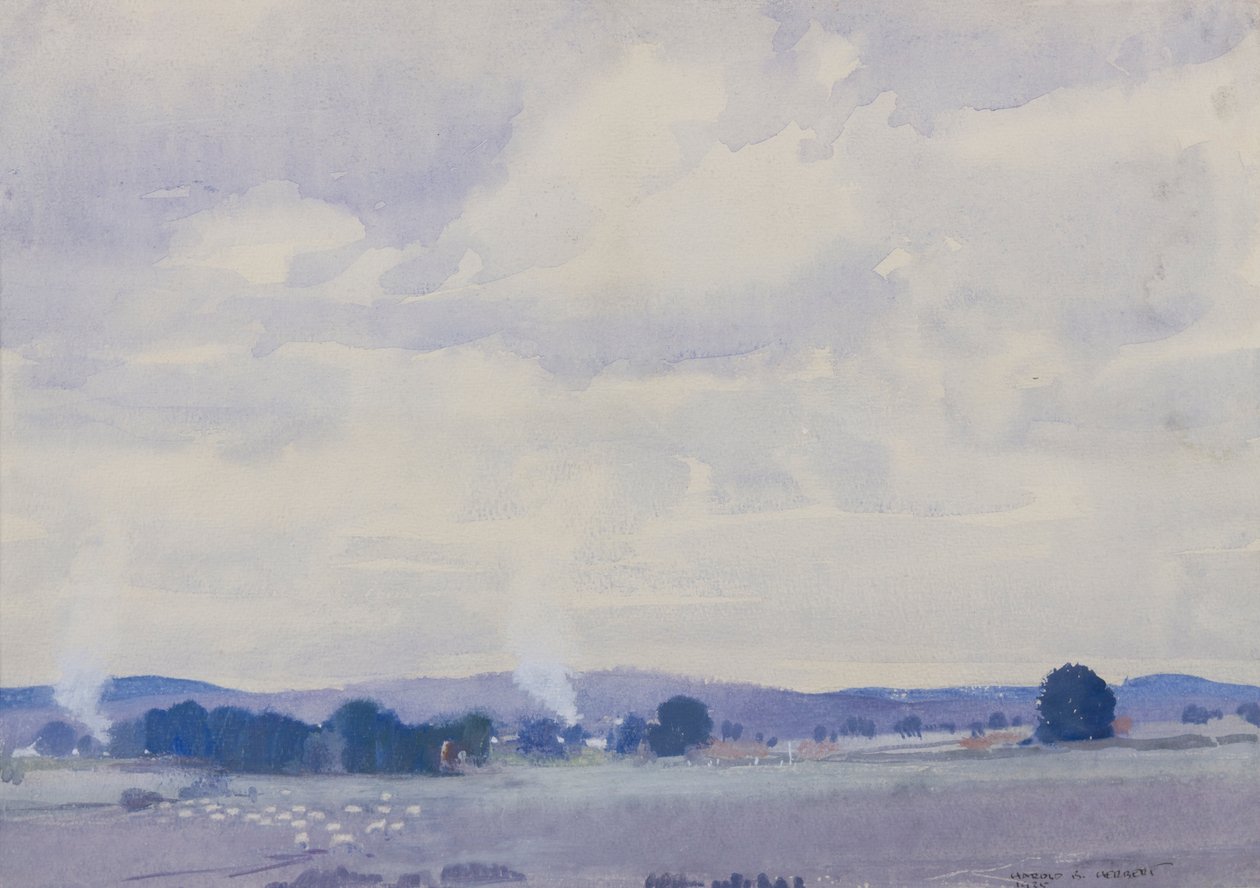 绵羊国家，维多利亚，1935年（wc＆gouache on paper） 作者 哈罗德·布罗克班克·赫伯特
