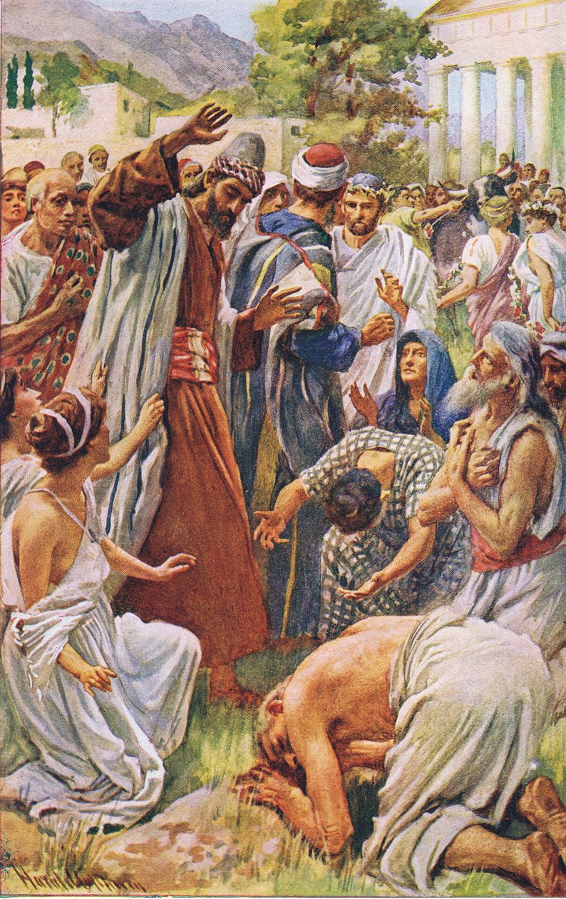 Lystra的St Paul，来自Harold Copping的插图：The Crown Series，c.1920s 作者 哈罗德·应付