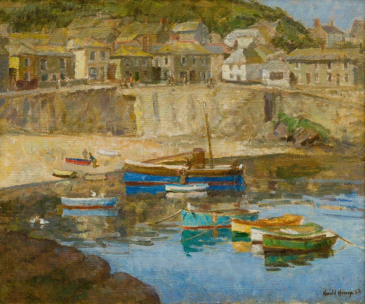 老鼠洞港，c.1920（布面油画） 作者 哈罗德哈维
