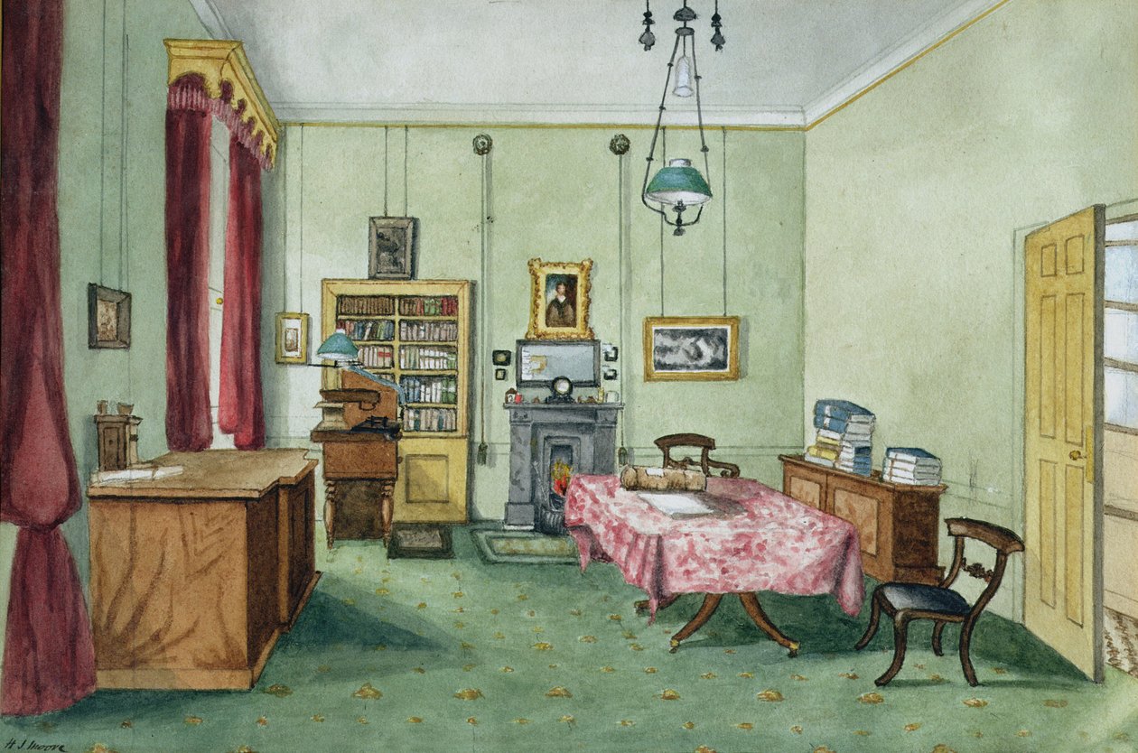 Michael Faraday在皇家学院二楼的研究，1850-55 作者 哈里特·简·摩尔