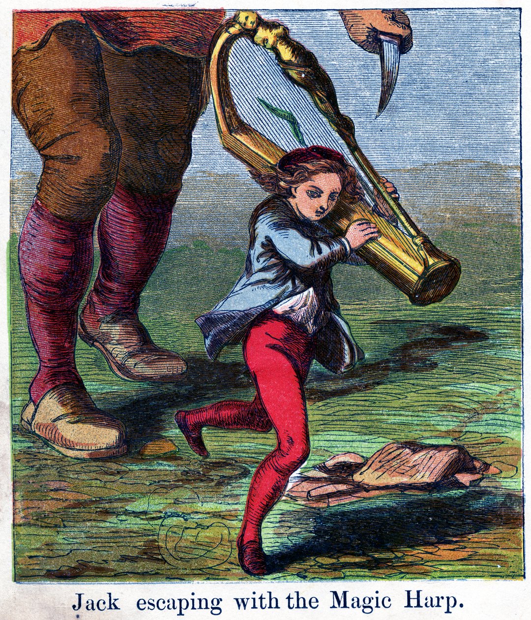 杰克逃脱了魔法竖琴，1867年（chromolitho） 作者 哈里森·威廉·威尔