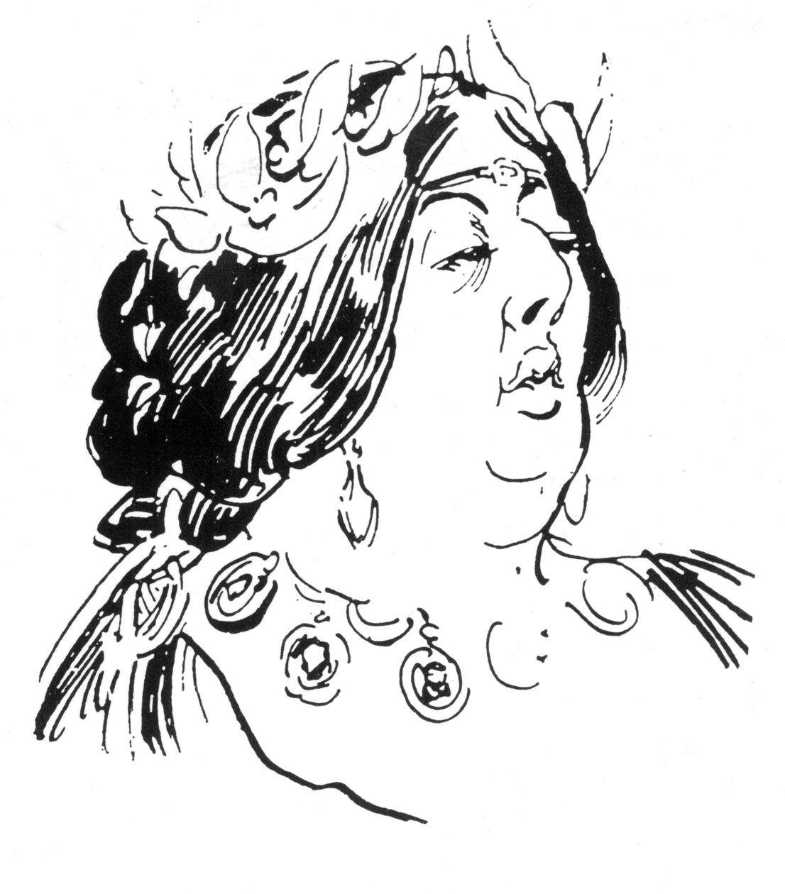 Jane Francesca Agnes Wilde作为Madame de Recamier的肖像 作者 哈里·弗尼斯（Harry Furniss）