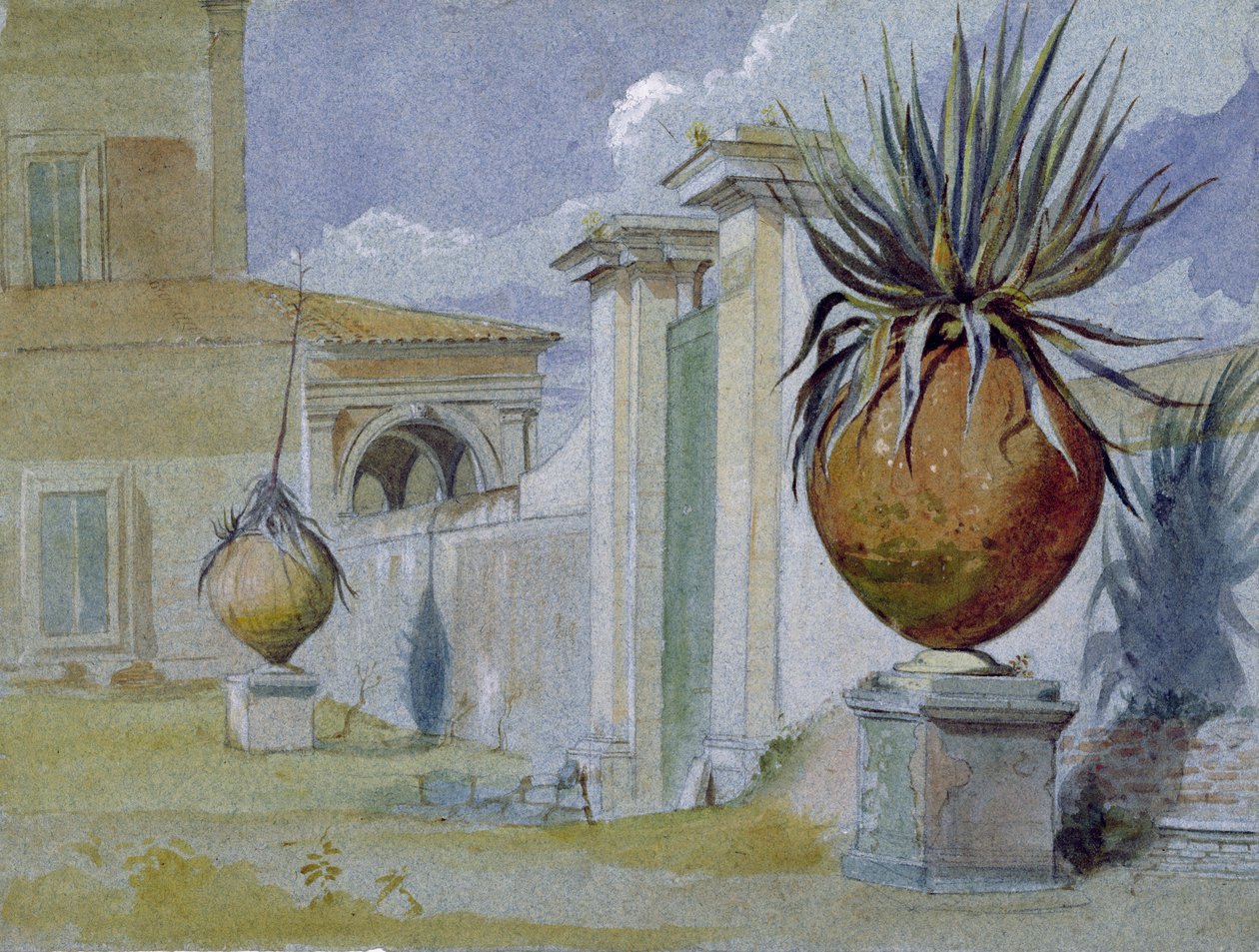 Villa Massimi，罗马（wc和bodycolour on paper） 作者 哈里·约翰逊