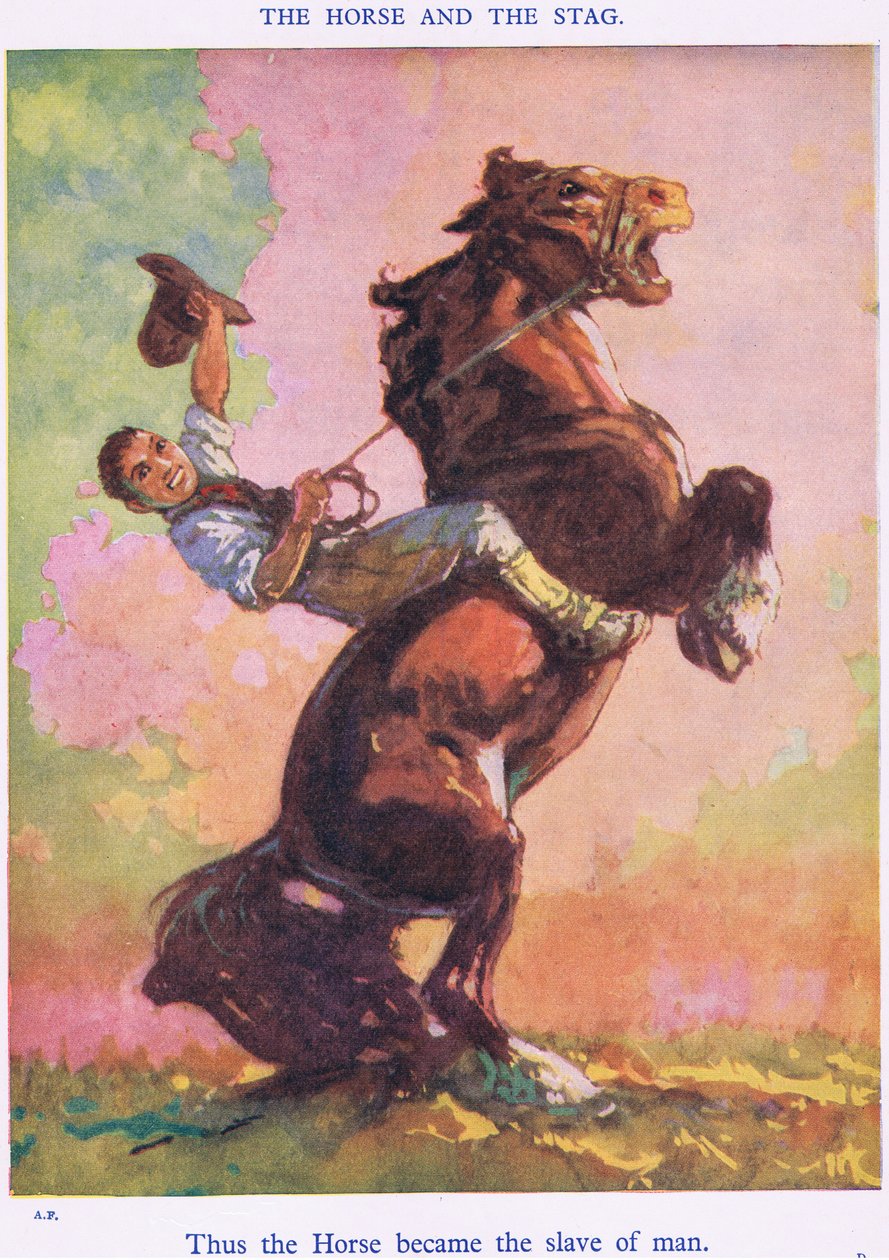 因此，马成为了人的奴隶（来自《马与鹿》） 作者 哈利 (1878 1950) 朗特里