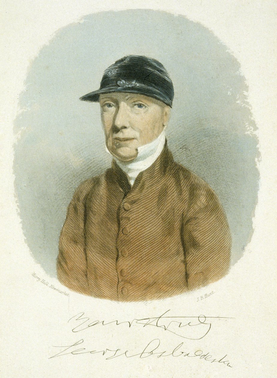 George Osbaldeston (1787-1866) 1866年，由J.B. Hunt雕刻（彩色水印）。 作者 哈利（后）霍尔
