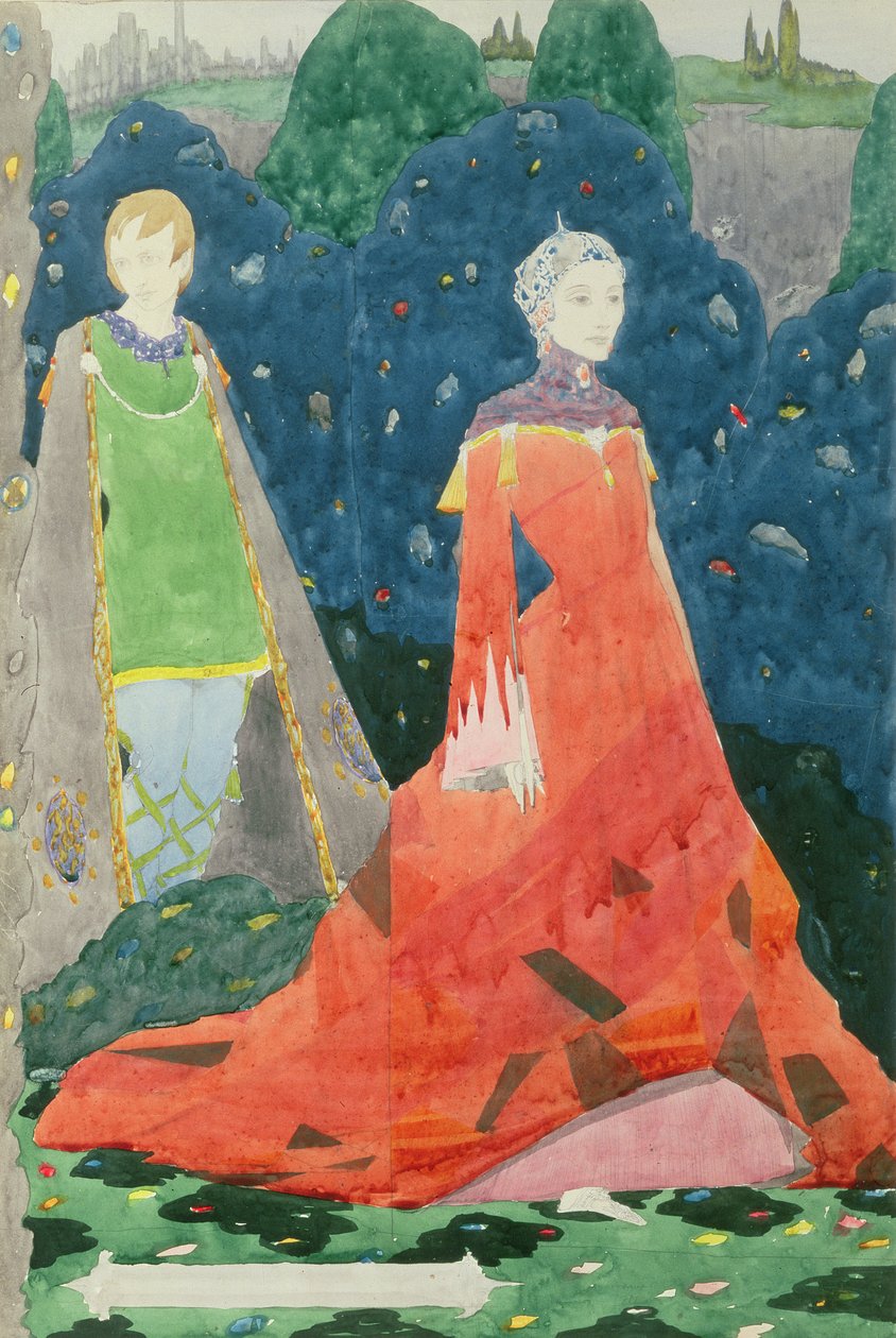 设计日内瓦窗口显示Countess Cathleen（纸上的wc） 作者 哈里·克拉克