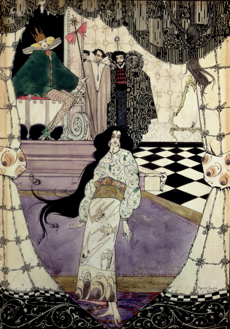 小美人鱼的插图，1914年（wc，笔和墨水） 作者 哈里·克拉克