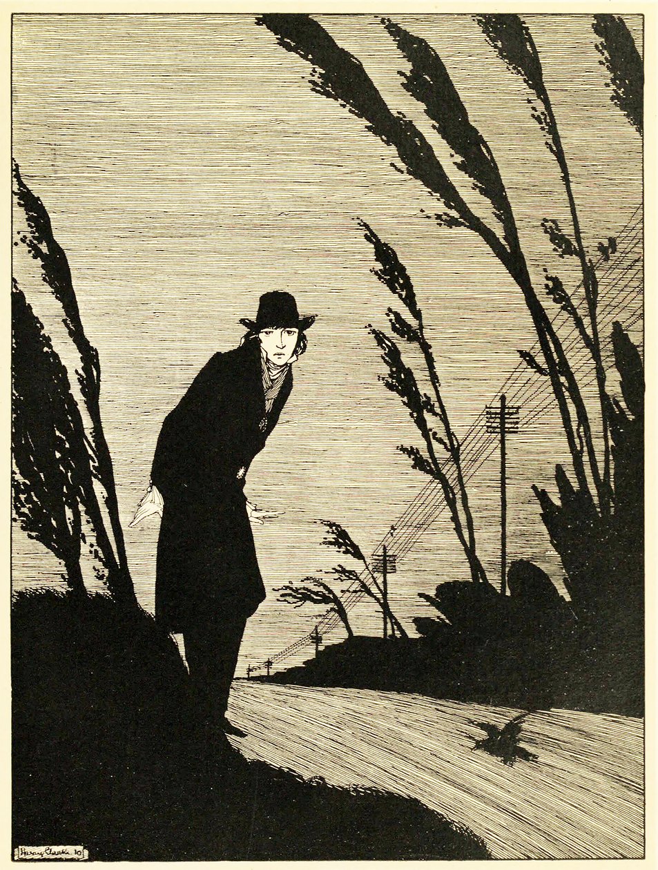 在所有的人中，有一张冷酷的白脸，来自《春天的一年》，酒吧。1920年（雕版画 作者 哈里·克拉克