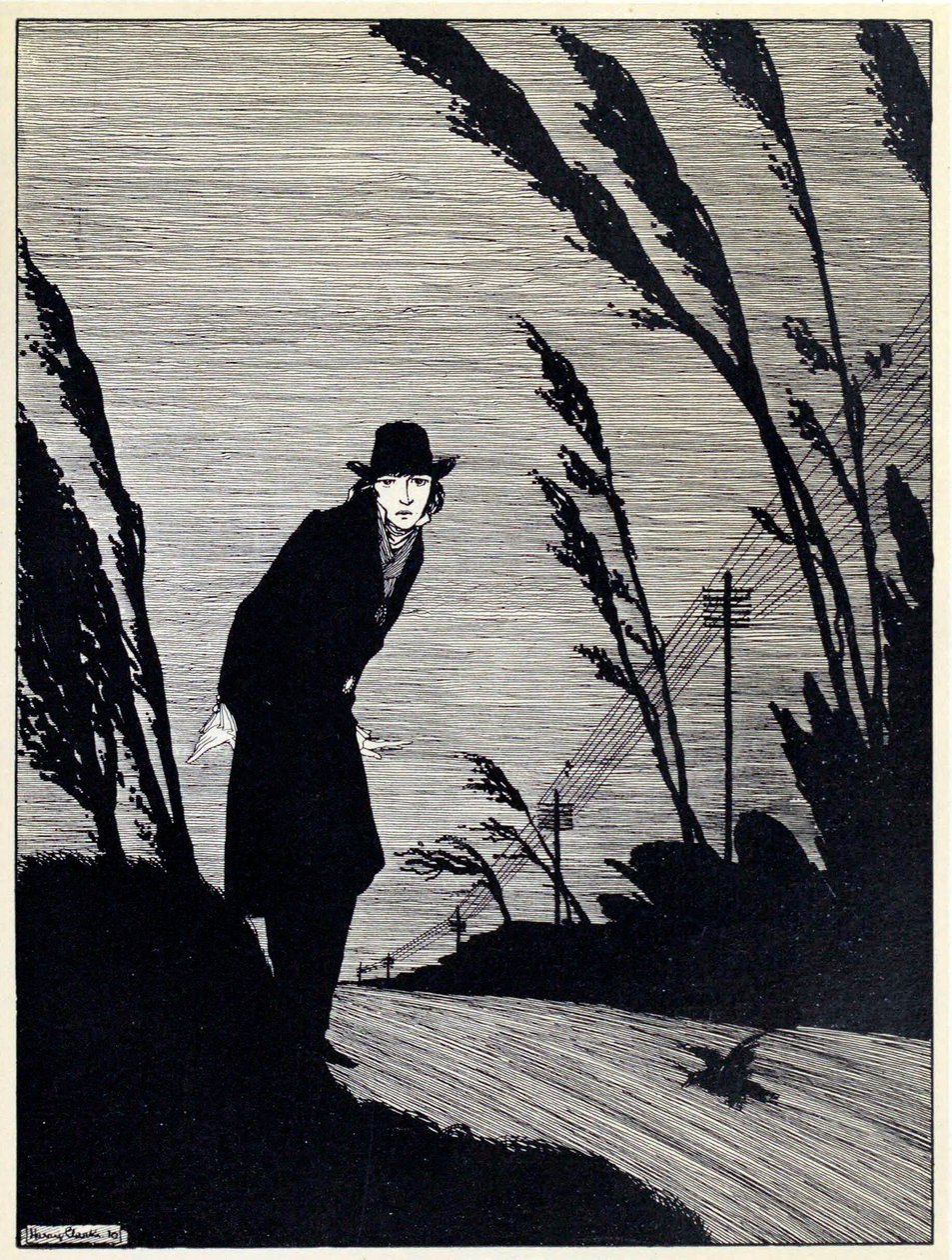中间是一张冷酷的白脸，来自《一年之计在于春》，酒吧。1920年版画，1920年。 作者 哈里·克拉克