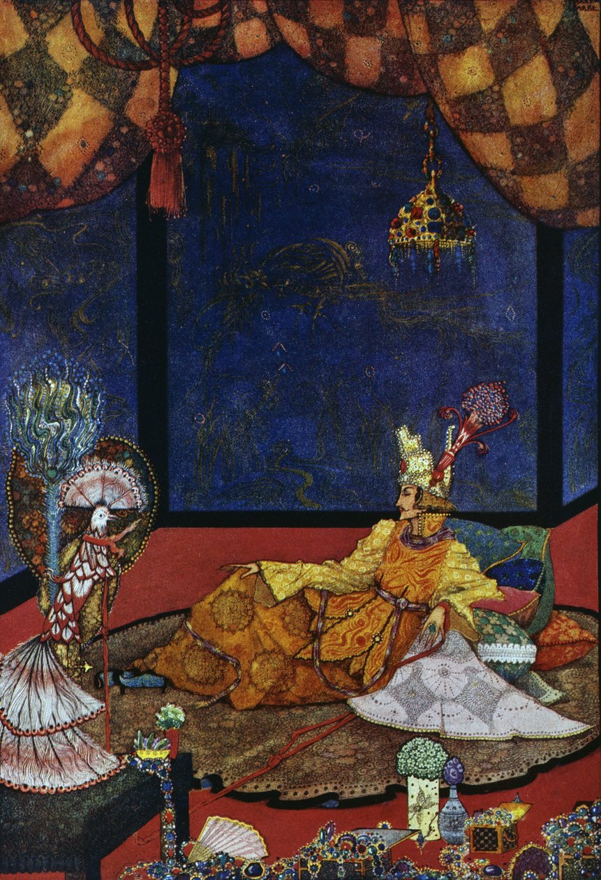 夜莺，安徒生（1805-1875）的童话故事，哈里-克拉克（1890-1931）的插图。 作者 哈里·克拉克