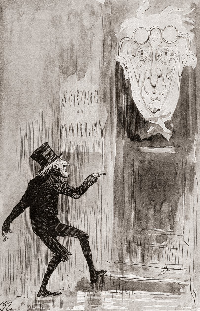 查尔斯·狄更斯的《圣诞书籍》中的圣诞颂歌插图 作者 哈里·弗尼斯（Harry Furniss）