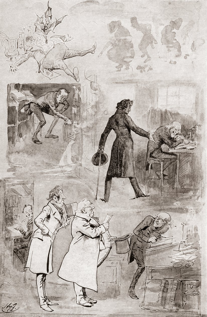 查尔斯·狄更斯的《圣诞书籍》中的圣诞颂歌插图 作者 哈里·弗尼斯（Harry Furniss）