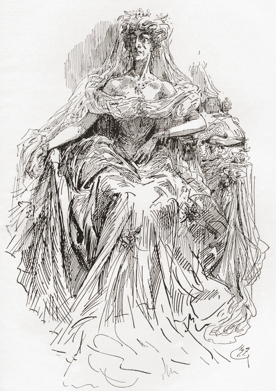 郝薇香小姐（雕刻） 作者 哈里·弗尼斯（Harry Furniss）