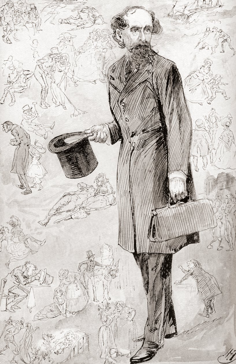 非商业旅行者。 哈里·弗尼斯 (Harry Furniss) 为查尔斯·狄更斯 (Charles Dickens) 的《圣诞书籍》中的短篇小说《非商业旅行者》绘制的插图，出版于 1910 年的见证版。 作者 哈里·弗尼斯（Harry Furniss）