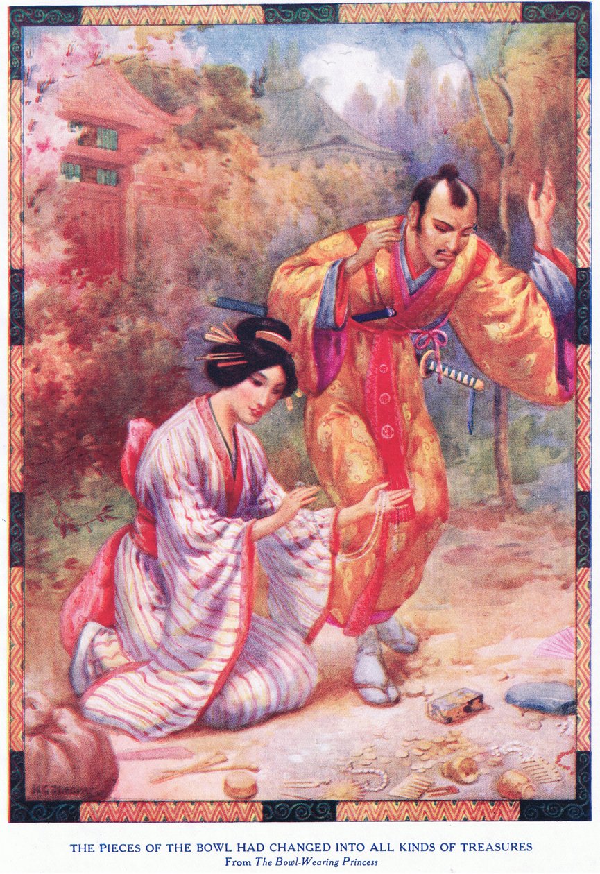 碗的碎片变成了各种珍宝（摘自《戴碗公主》）（石版画） 作者 哈里·乔治·西克