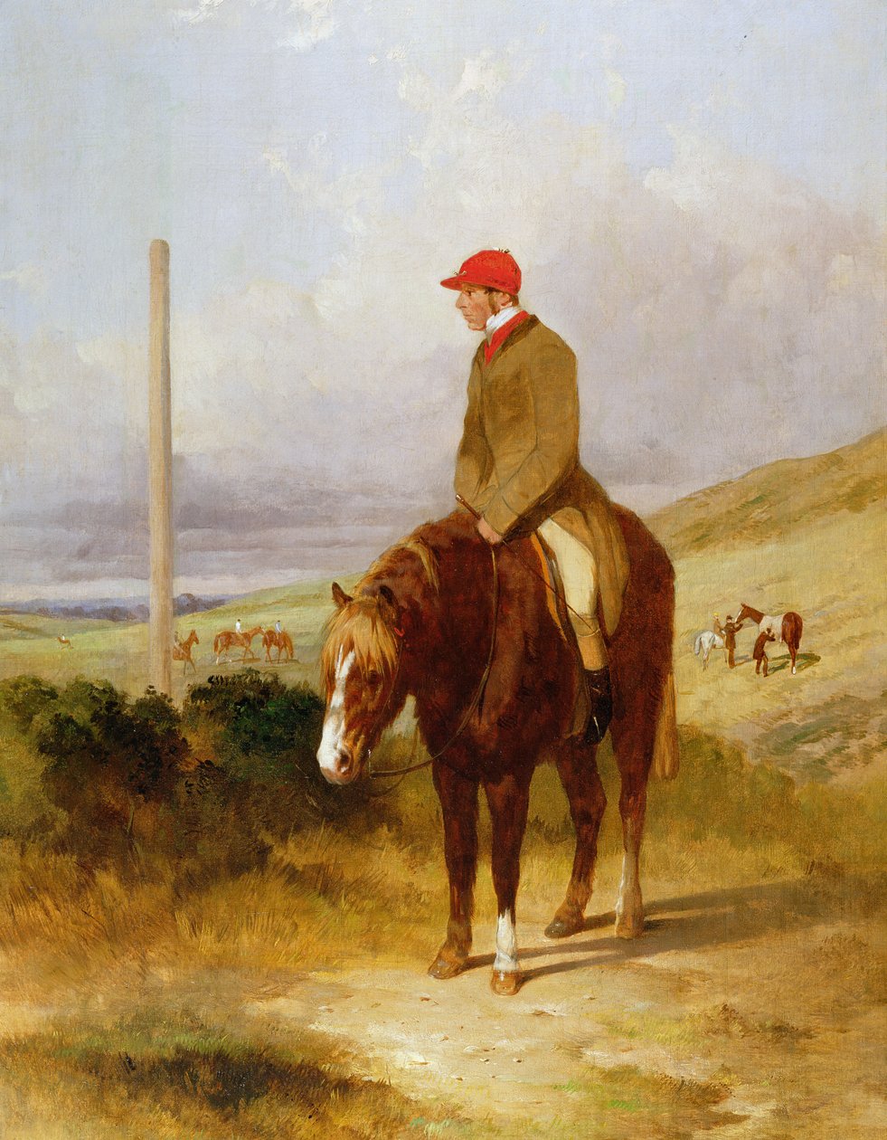 Nat Flatman（1810-60）在1844年切斯特菲尔德赌注开始前的小马上 作者 哈里·霍尔