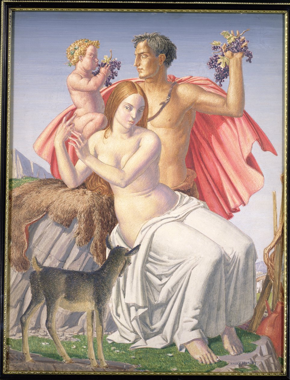 年轻的巴克斯，1930年（船上的蛋彩画） 作者 哈里·莫利
