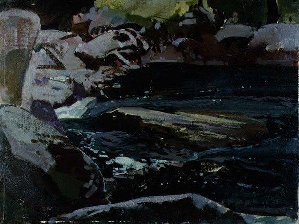 流动的河流（布板油画） 作者 哈里·沃森