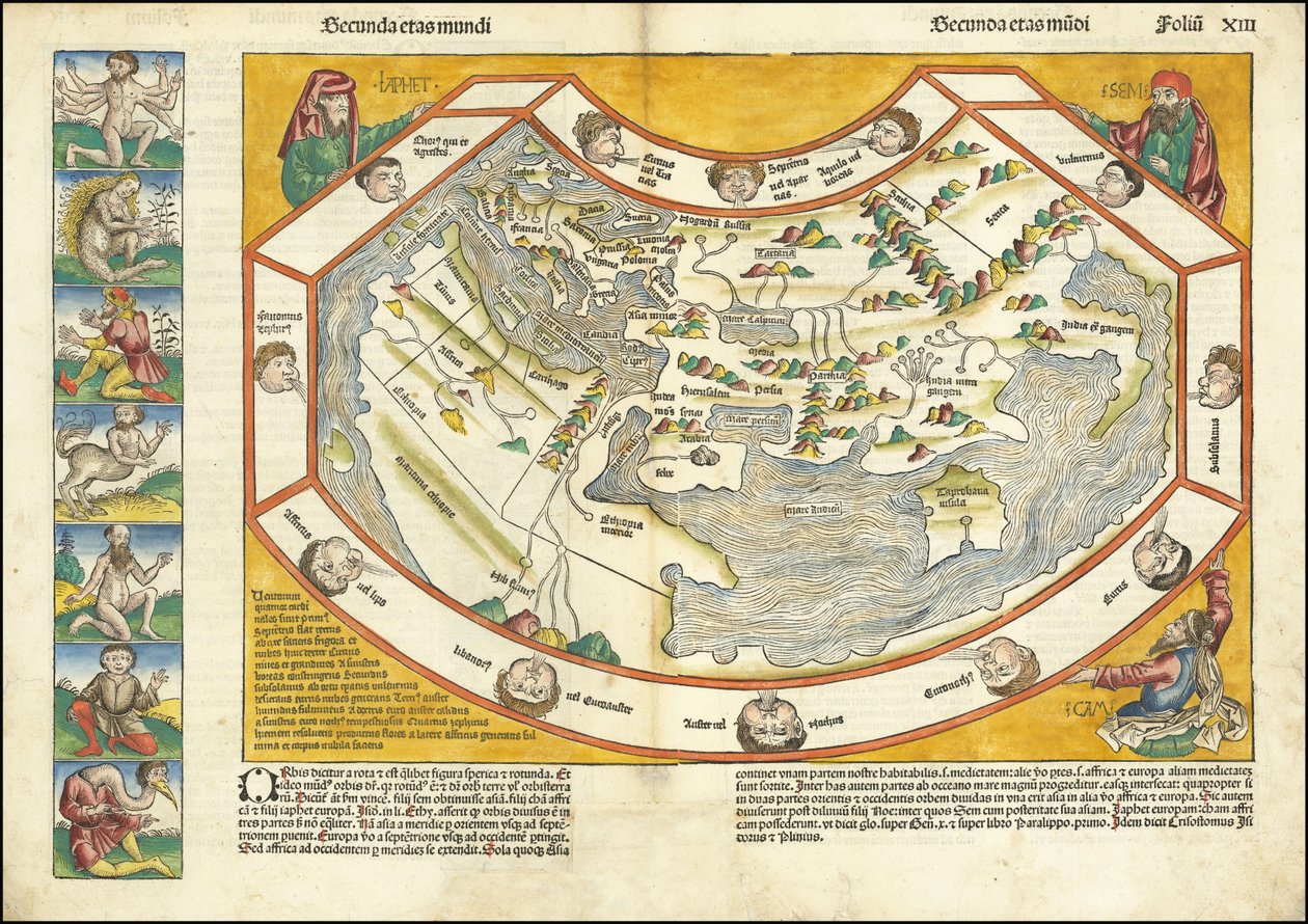 1493 年世界地图 - Secunda etas mundi 作者 哈特曼·谢德尔（Hartmann Schedel）