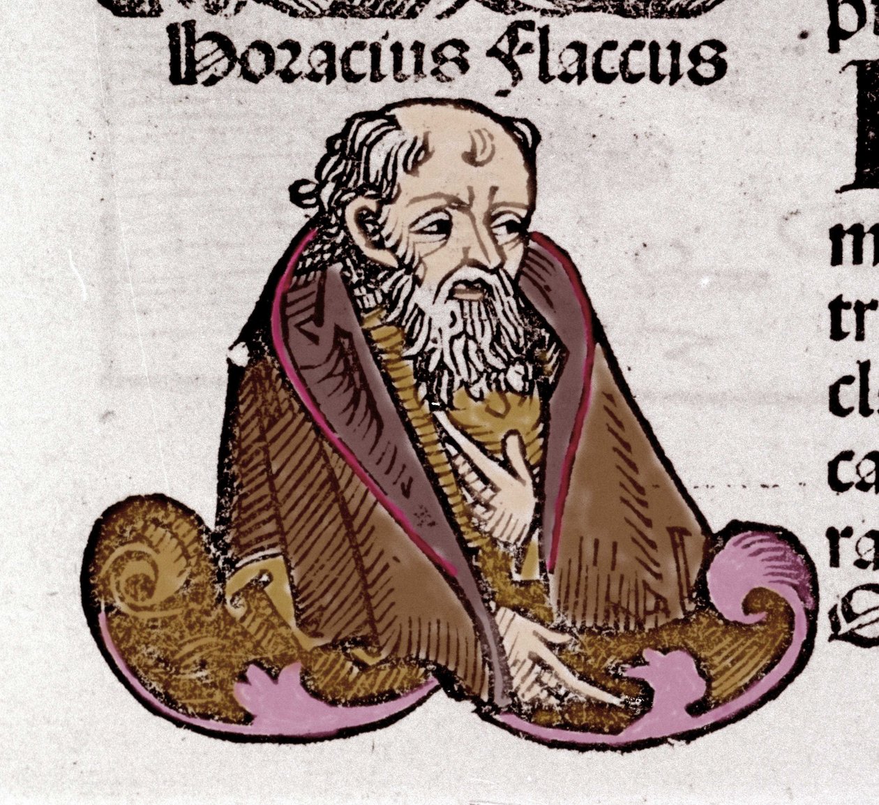 贺拉斯（Horace）（公元前65-8年），拉丁诗人的肖像。 在 Hartmann Schedel 的““编年史之书””中。 1497 作者 哈特曼·谢德尔（Hartmann Schedel）