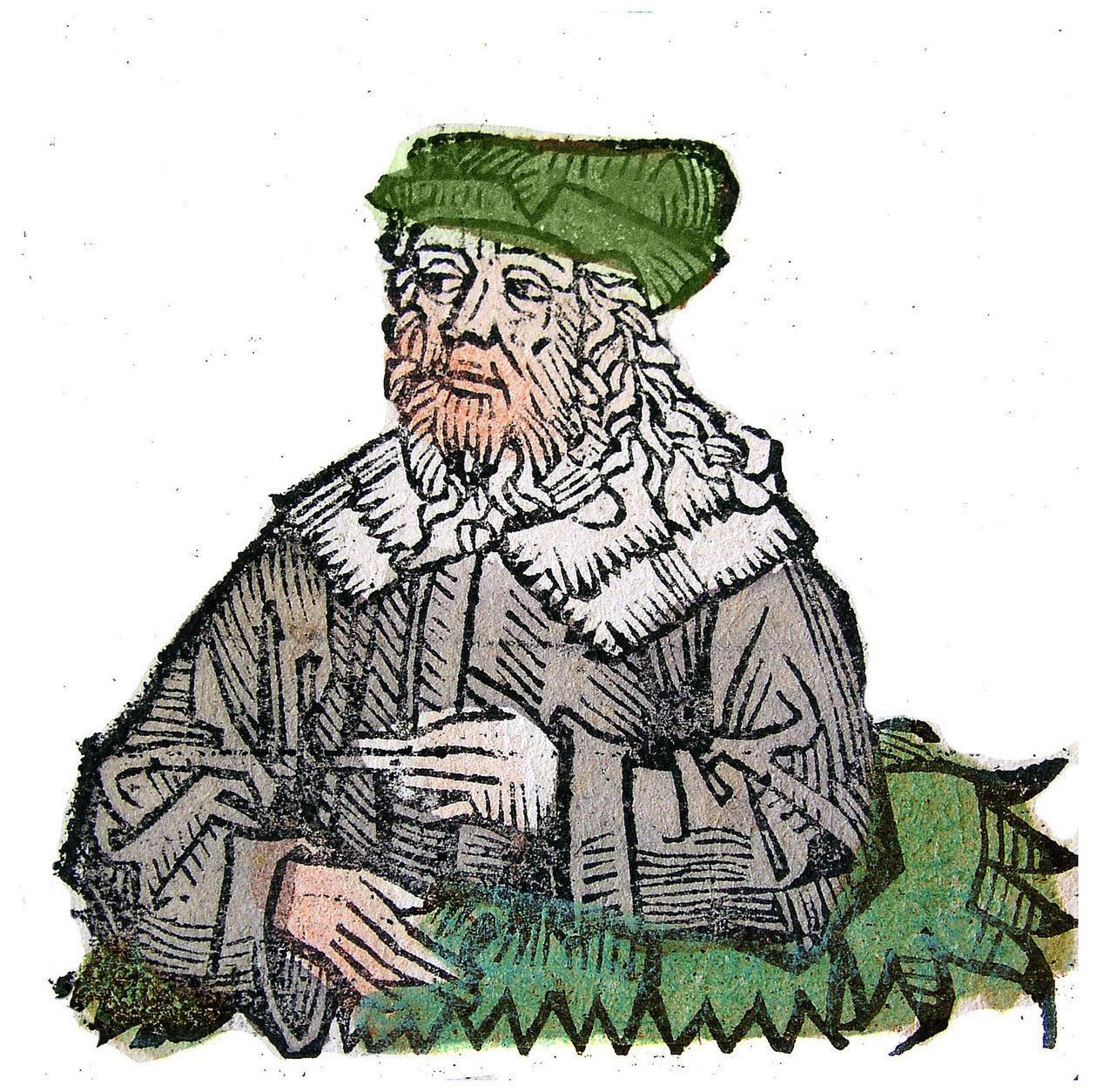 普罗丁（Plotino）（Plotinus）（205-270）的肖像，希腊哲学家。哈特曼-斯切德尔的《纽伦堡编年史》木刻版画 作者 哈特曼·谢德尔（Hartmann Schedel）