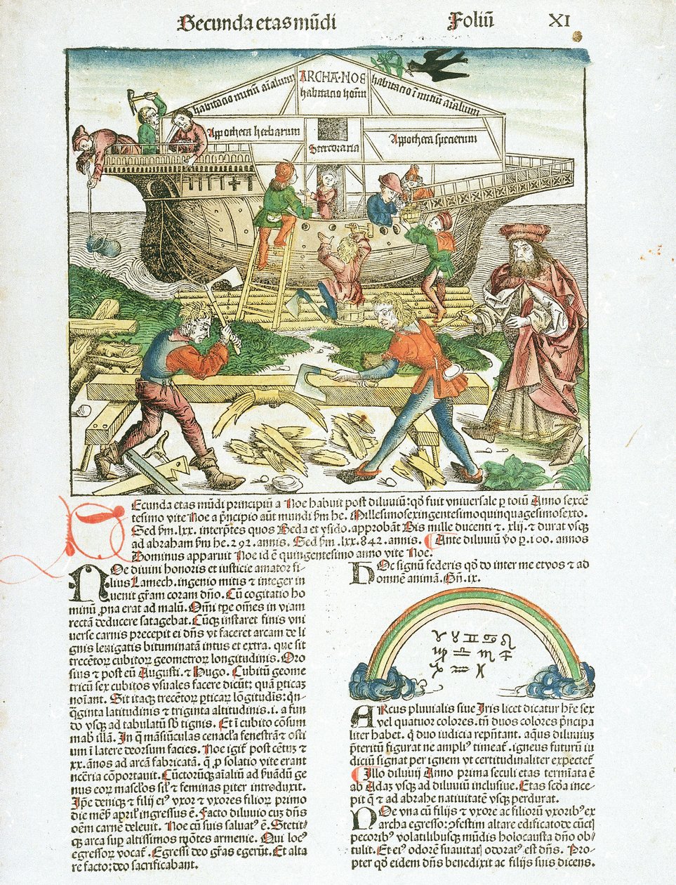 诺亚方舟的建造，对船工活动的描述 作者 哈特曼·谢德尔（Hartmann Schedel）