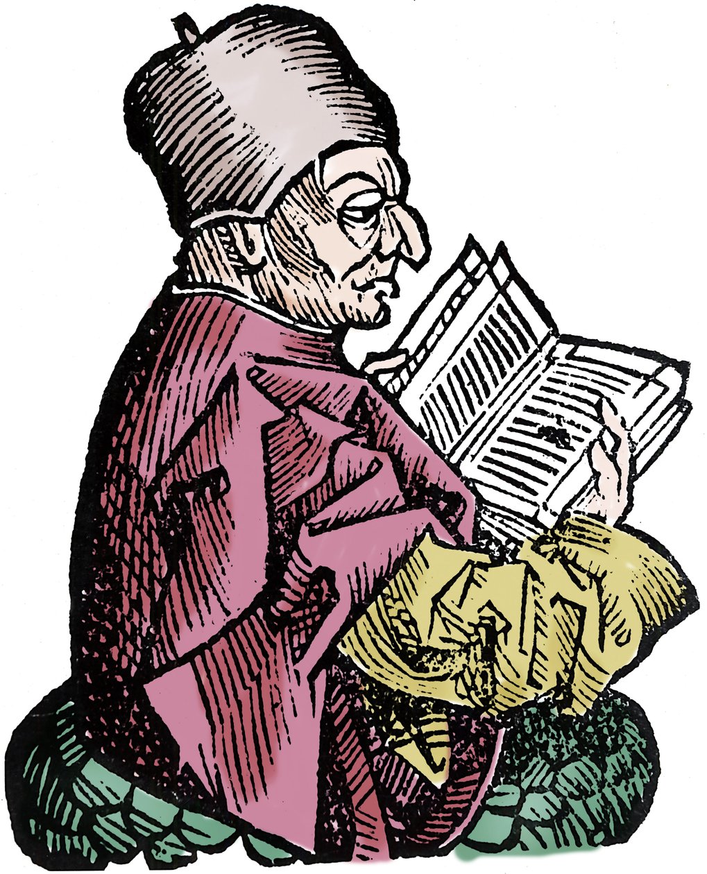 历史学家和神学家 Bede the Venerable (673-735) (Beda Venerabilis)。 Hartmann Schedel 的“纽伦堡编年史”木版画 作者 哈特曼·谢德尔（Hartmann Schedel）
