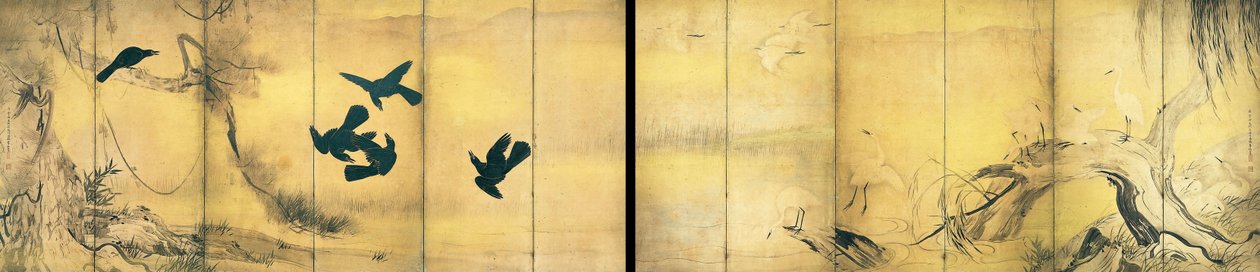 乌鸦与苍鹭（重要文化财产） 作者 长谷川东白