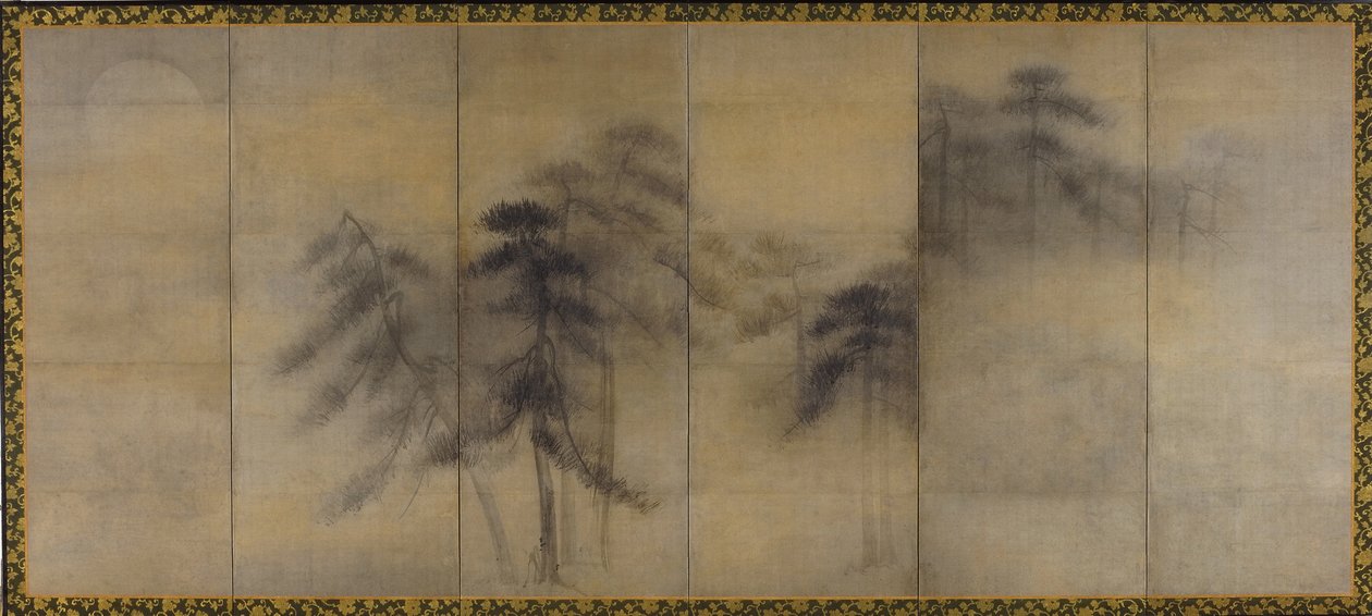 月光下的松树 作者 长谷川东白