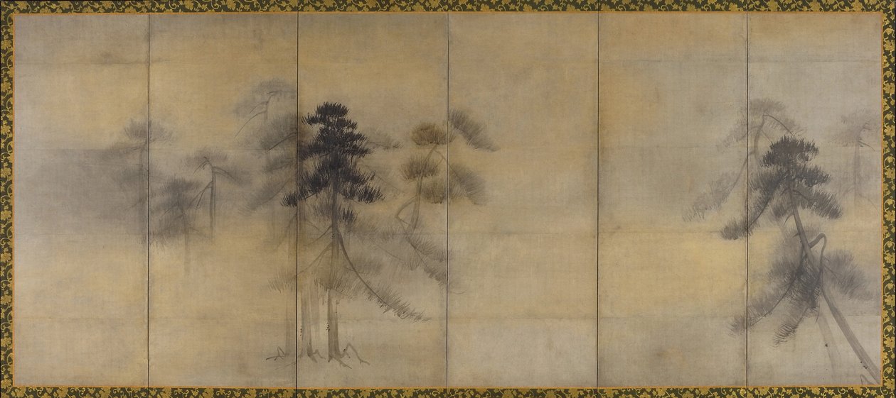 月光下的松树 作者 长谷川东白