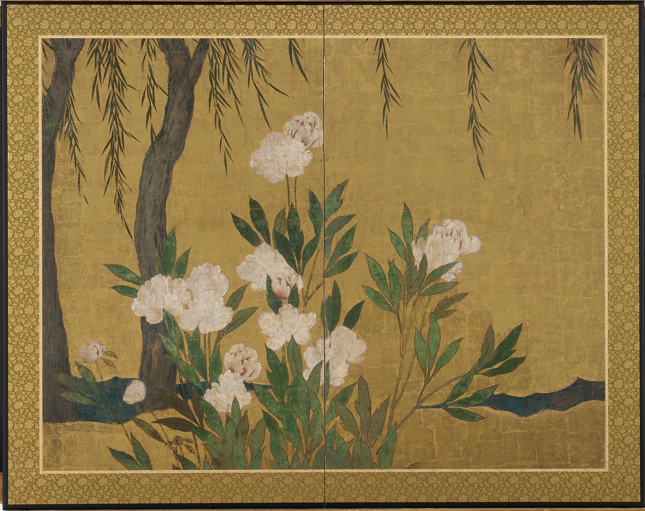 牡丹和柳树 作者 长谷川东宁