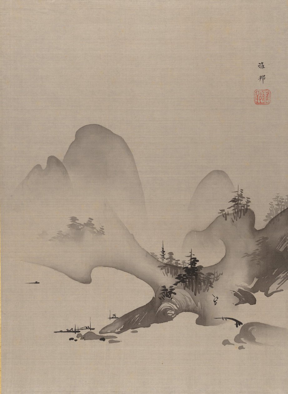 湖和山，约1885-89。 作者 桥本嘉穗