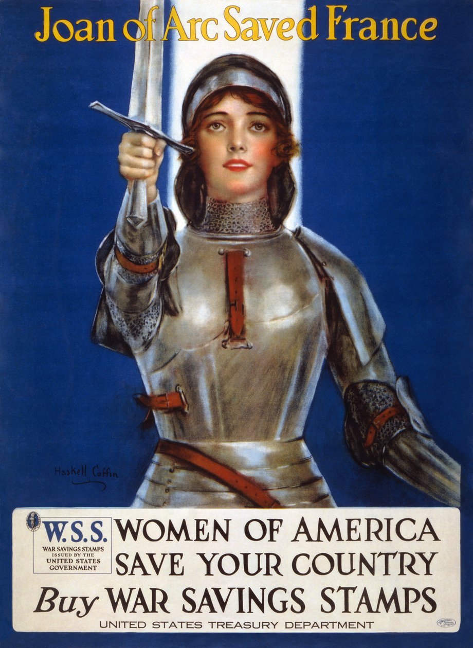 圣女贞德救了法国-美国妇女，保存您的国家海报，1918年 作者 哈斯克尔棺材