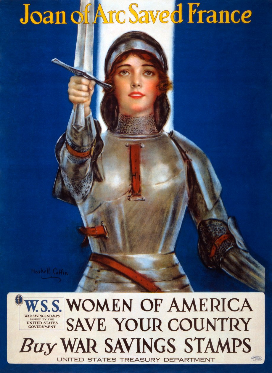 圣女贞德拯救了法国，美国妇女，拯救国家的海报，1918年。   作者 哈斯克尔棺材