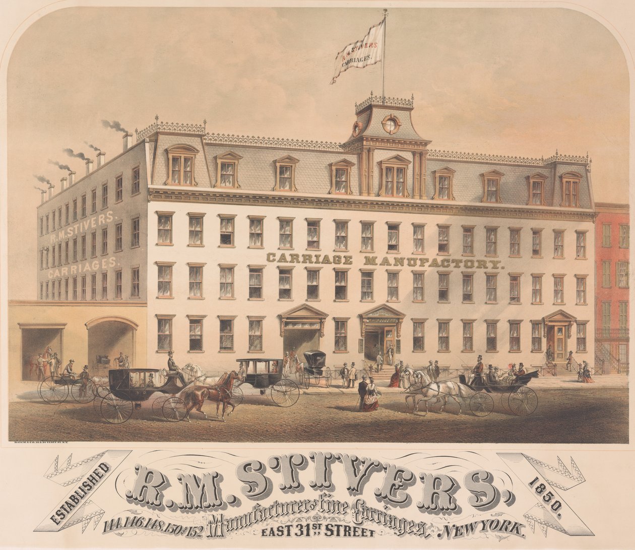 R.M.Stivers，高级马车制造商，东31街146-152号，纽约，1872-73。 作者 哈奇公司