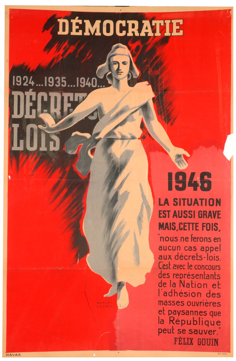 法国支持民主的海报，1946年 作者 哈瓦斯