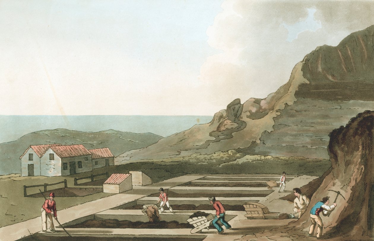 1814年，约克郡惠特比地区的明矾作品全景 作者 哈维尔和儿子