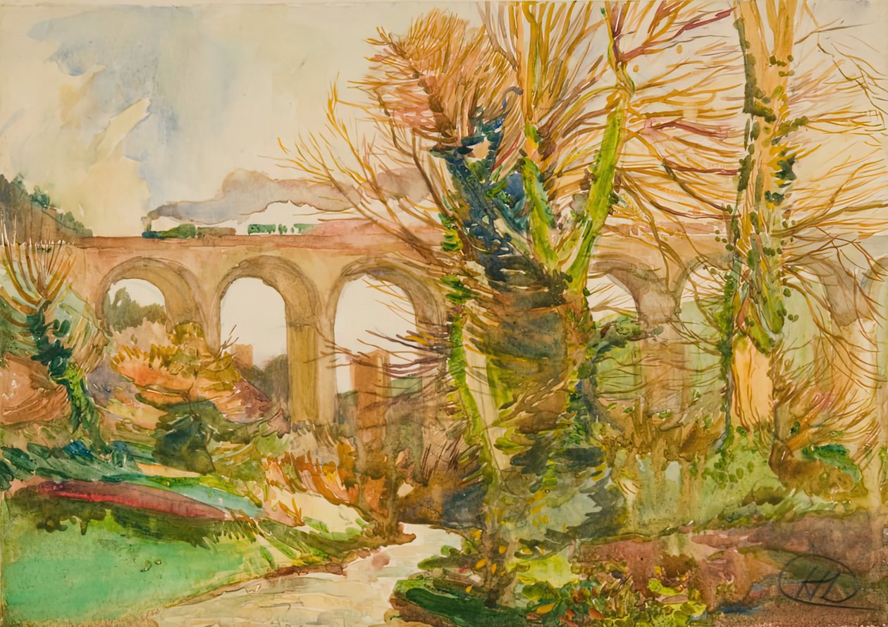 英国圣奥斯特尔的铁路桥，1905年。 作者 海莉杠杆