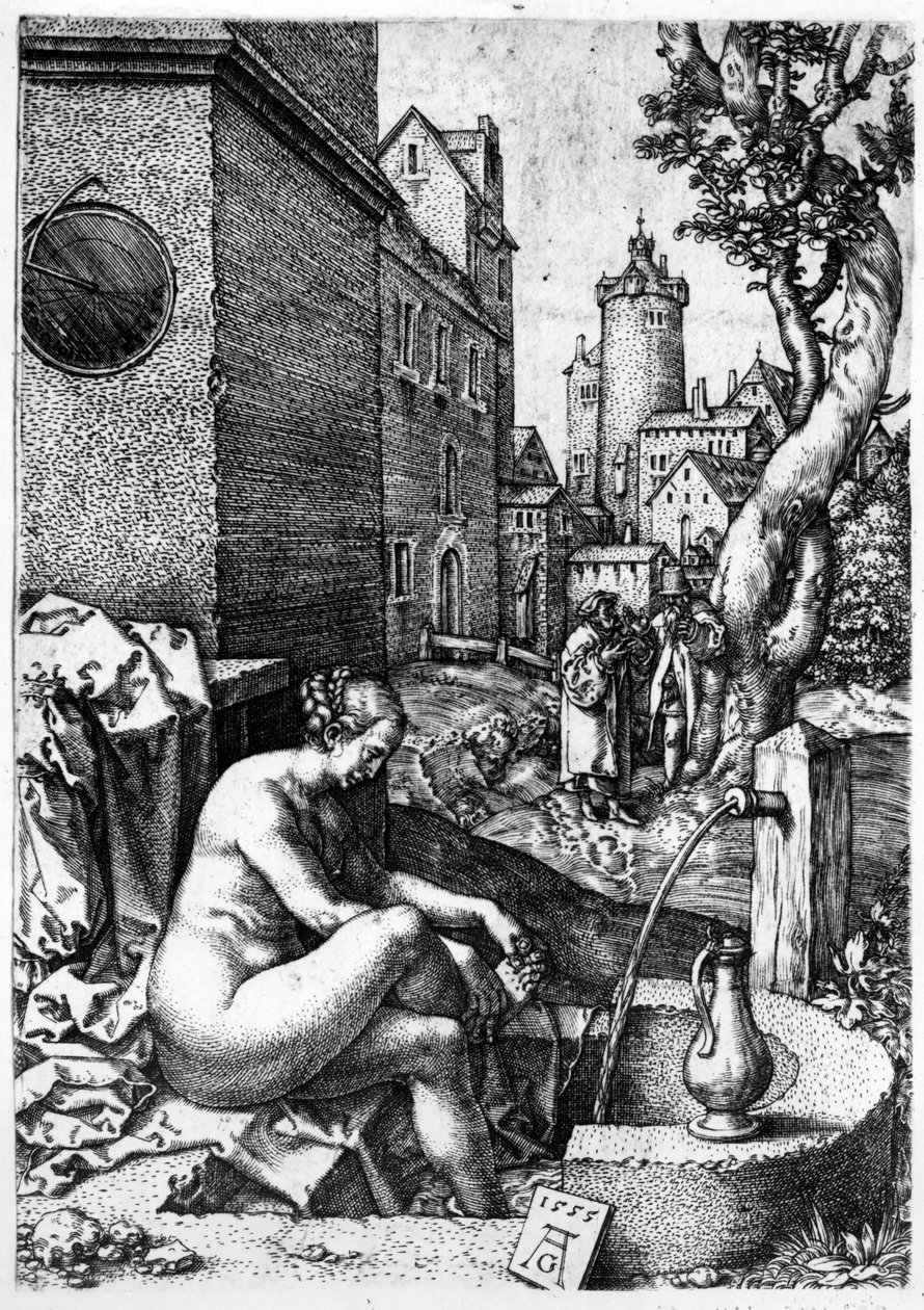 苏珊娜和长老，1555年 作者 海因里希·阿尔德勒弗（Heinrich Aldegrever）