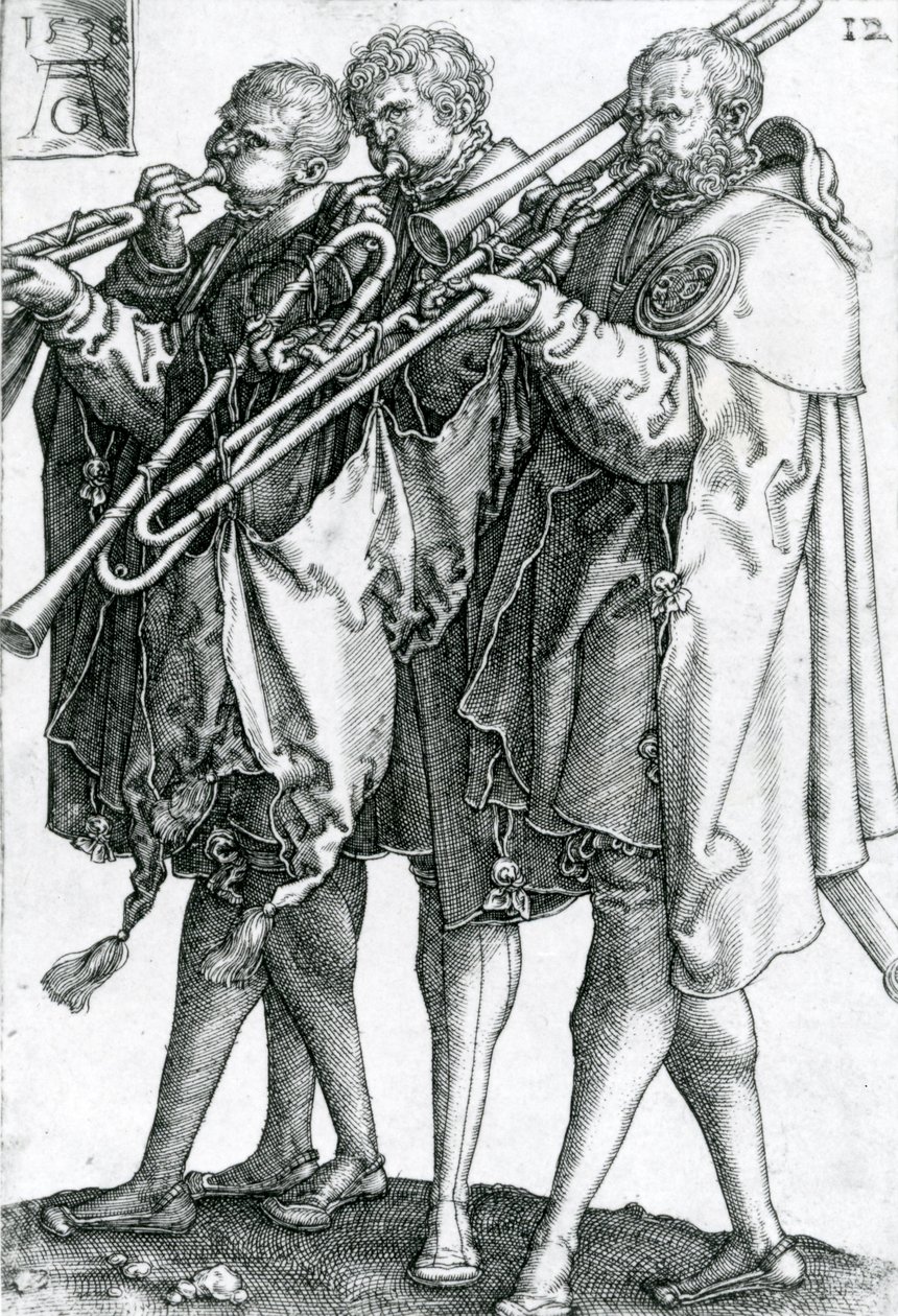 1538年“The Great Wedding Dances”系列中的黄铜运动员 作者 海因里希·阿尔德勒弗（Heinrich Aldegrever）