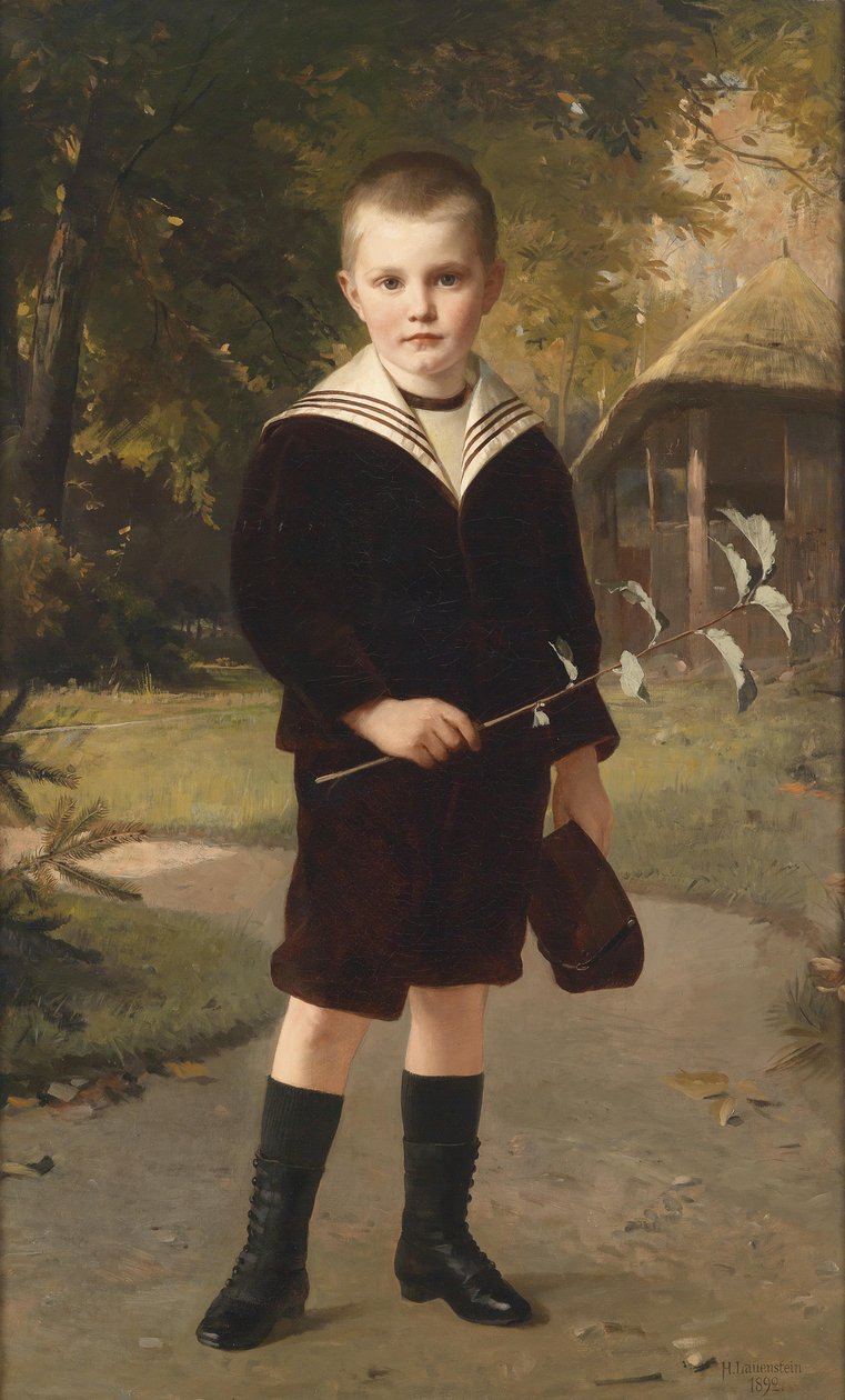 男子穿着水手服，签名，注明了H. Lauenstein 1892年 作者 海因里希·劳恩斯坦