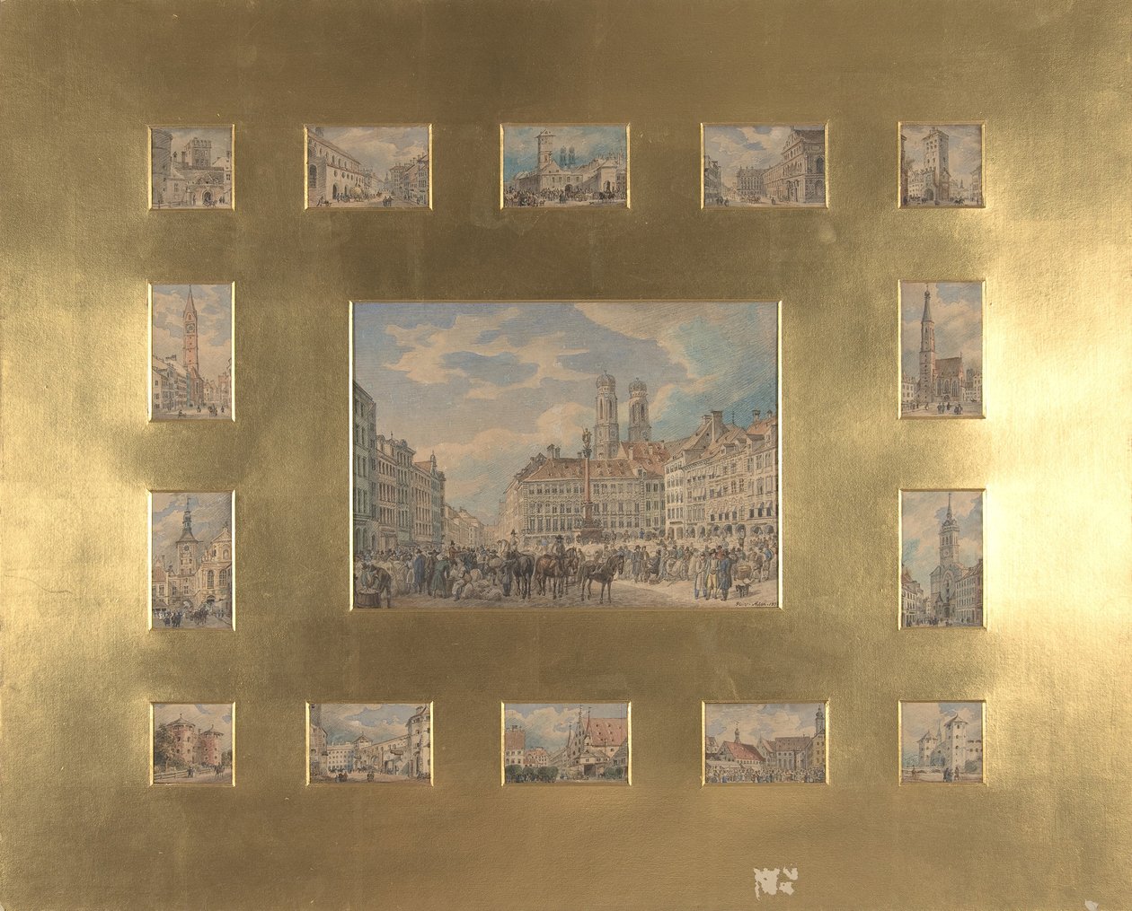 15个建筑主题：慕尼黑的风景，1835年。 作者 海因里希·亚当