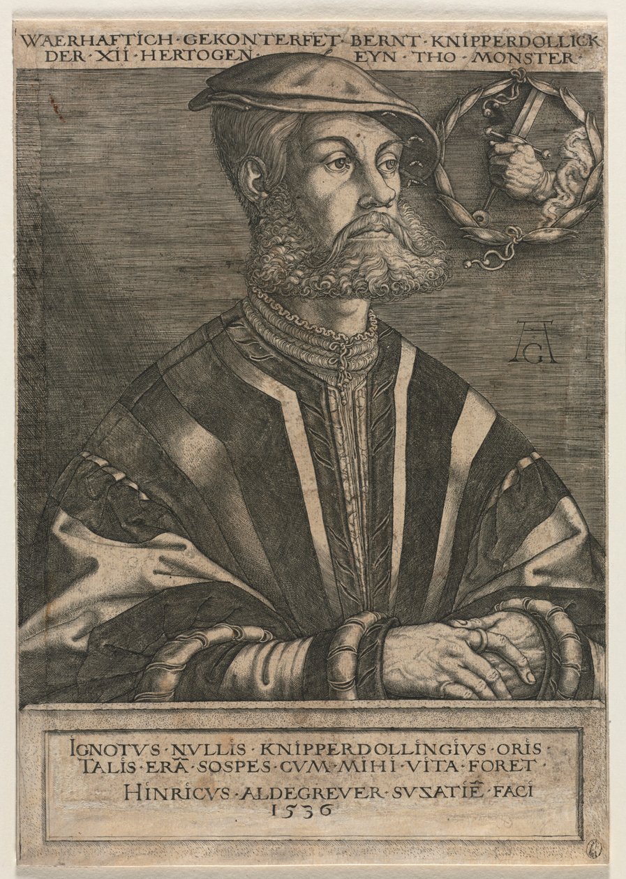 伯特·克尼珀多林（Bernt Knipperdolling），1536年。 作者 海因里希·阿尔德勒弗（Heinrich Aldegrever）