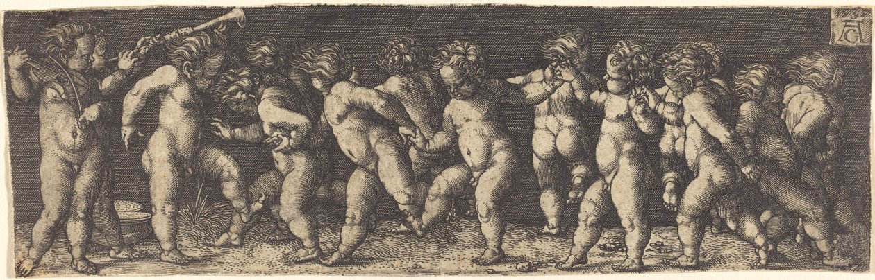 跳舞的孩子，1535年。 作者 海因里希·阿尔德勒弗（Heinrich Aldegrever）