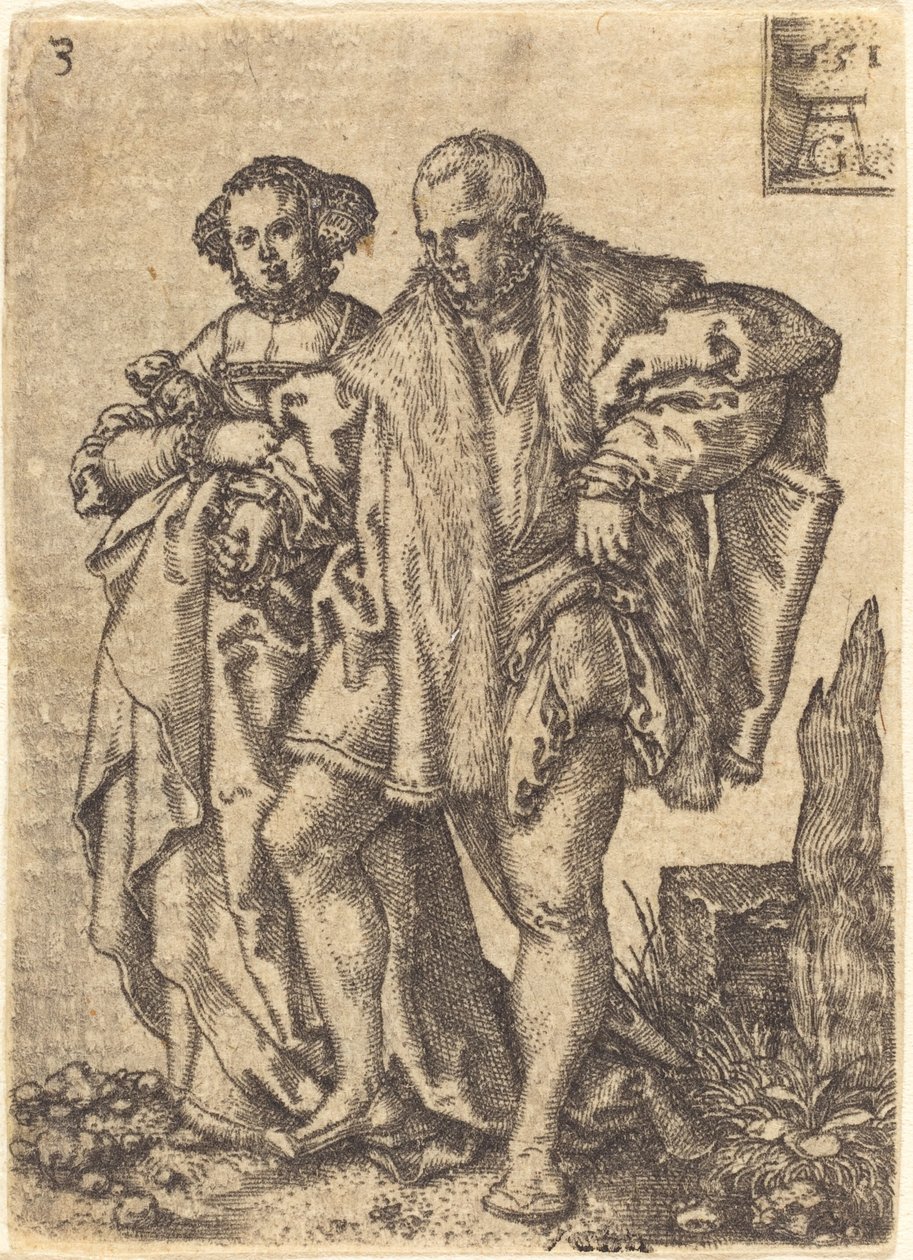跳舞的情侣，1551年。 作者 海因里希·阿尔德勒弗（Heinrich Aldegrever）