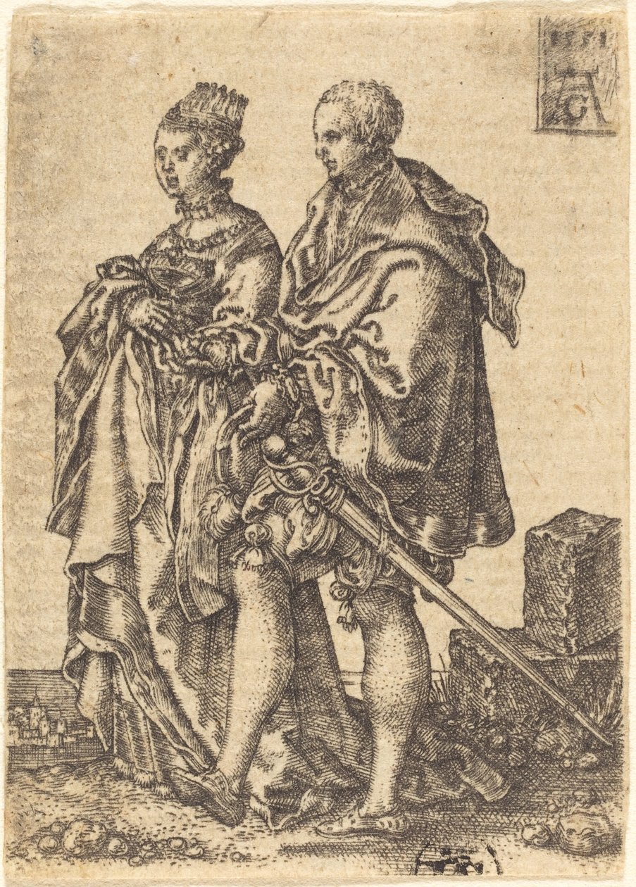 跳舞的情侣，1551年。 作者 海因里希·阿尔德勒弗（Heinrich Aldegrever）