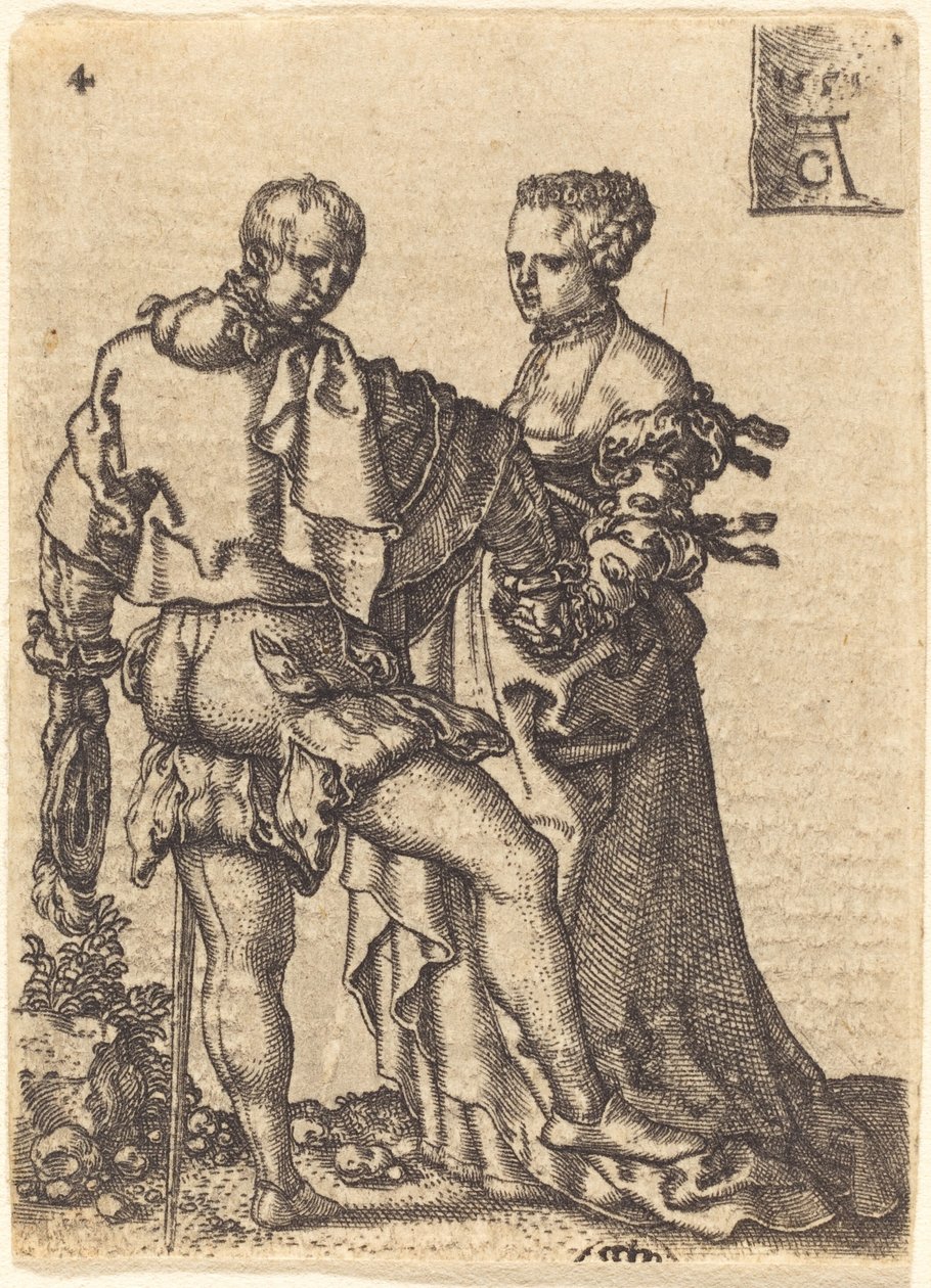 跳舞的情侣，1551年。 作者 海因里希·阿尔德勒弗（Heinrich Aldegrever）