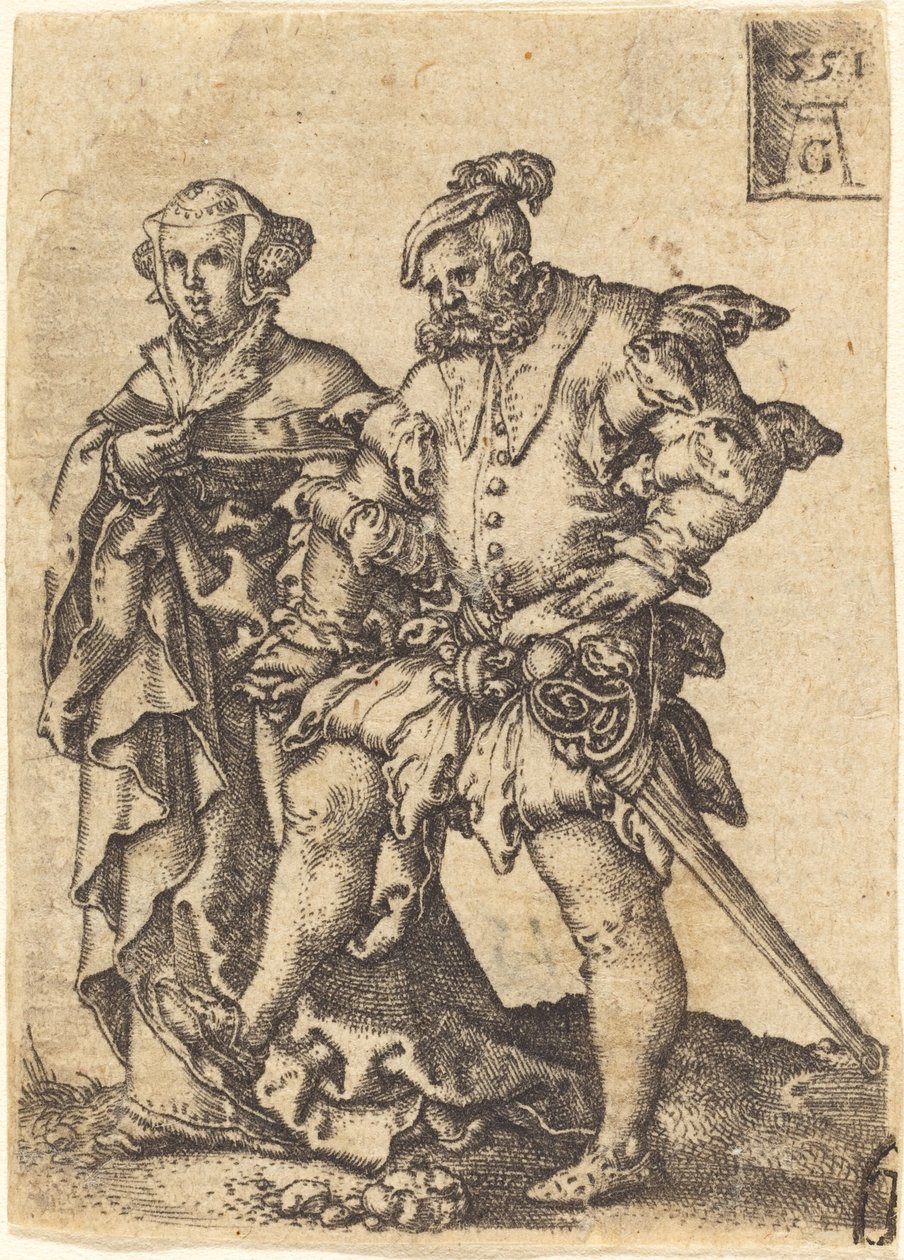 跳舞的情侣，1551年。 作者 海因里希·阿尔德勒弗（Heinrich Aldegrever）