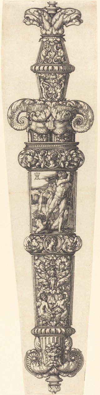 带有该隐和亚伯的匕首鞘设计，1539年。 作者 海因里希·阿尔德勒弗（Heinrich Aldegrever）